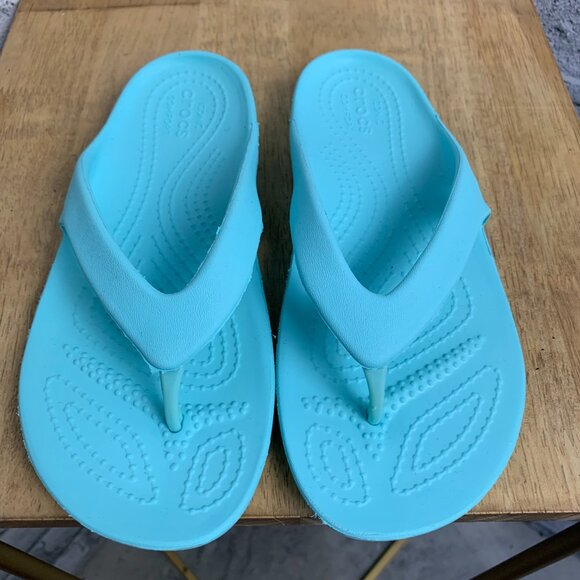 Crocs Kadee II Flip Flops W 4 Aqua Blue Beach Vacation Outdoor Thong Sandals - Picture 4 of 8